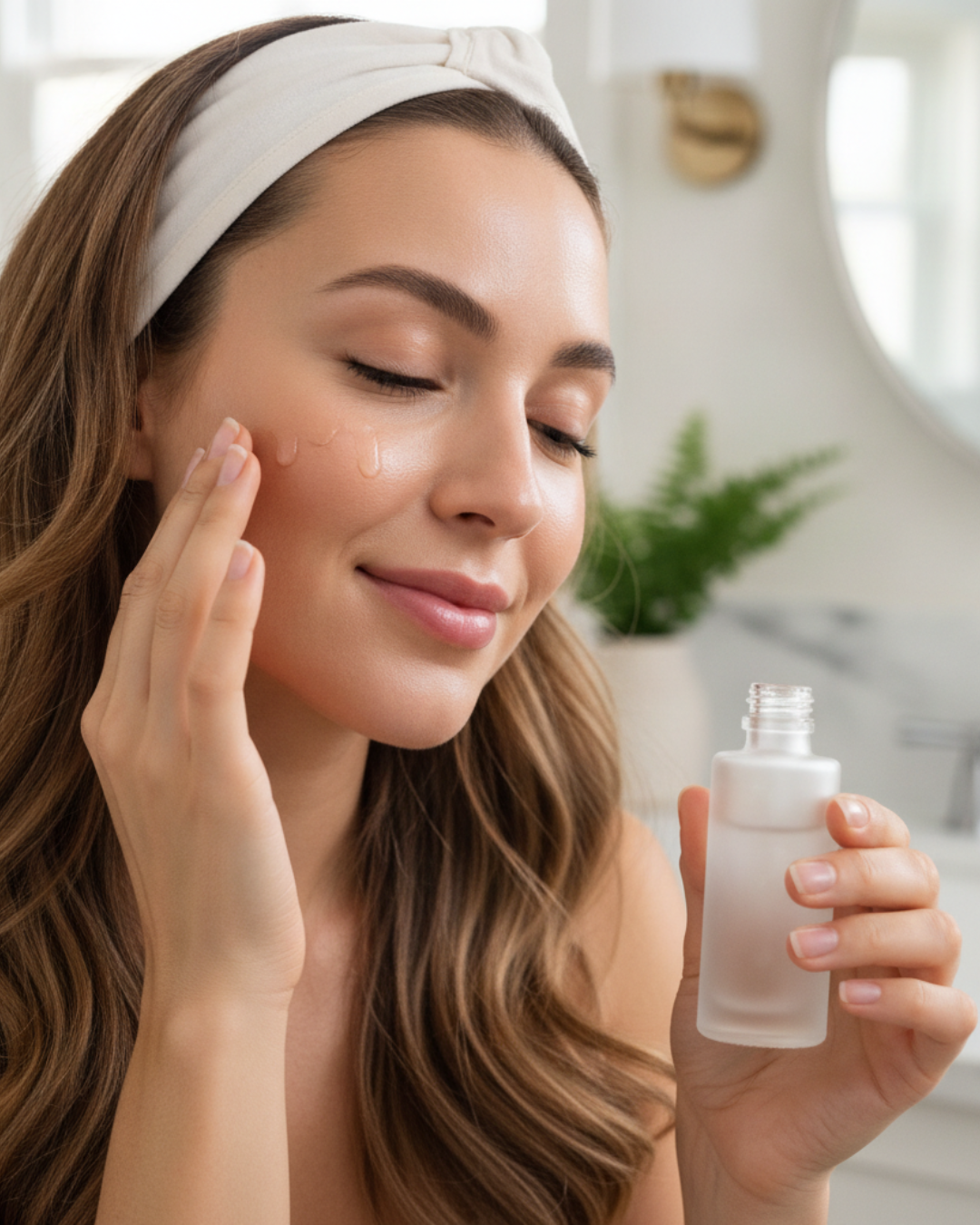 Mujer aplicando sérum